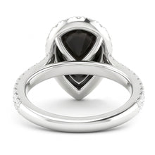 Black Diamond Ring 6 Carat Natural Pear Halo 14K White Gold