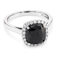 Black Engagement Ring 10 Carat Genuine Radiant Diamond Halo 14K White Gold