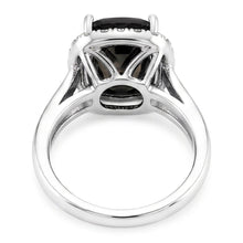 Black Engagement Ring 10 Carat Genuine Radiant Diamond Halo 14K White Gold