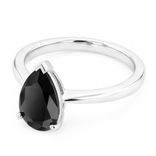 Black Engagement Ring 3.5 Carat Real Pear Diamond Solitaire Plain 14K White Gold