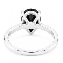 Black Engagement Ring 3.5 Carat Real Pear Diamond Solitaire Plain 14K White Gold