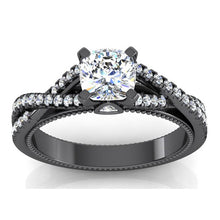 Black Gold Real Cushion Diamond Womens Ring With Accents