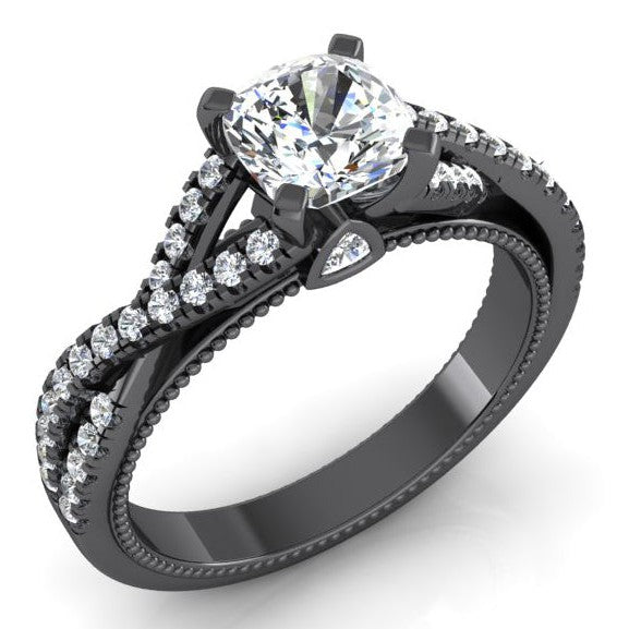 Black Gold Real Cushion Diamond Womens Ring With Accents