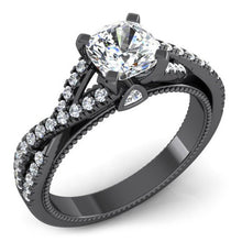 Black Gold Real Cushion Natural Earth Mined Diamond Womens Ring With Accents