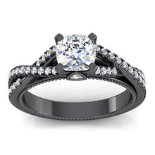 Black Gold Real Cushion Natural Earth Mined Diamond Womens Ring With Accents