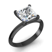 Black Gold Real Princess Diamond Solitaire Ring 2.50 Carats