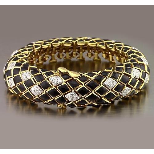 Black Yellow Gold Real Diamond Men's Bracelet 4.80 Carats Jewelry New3