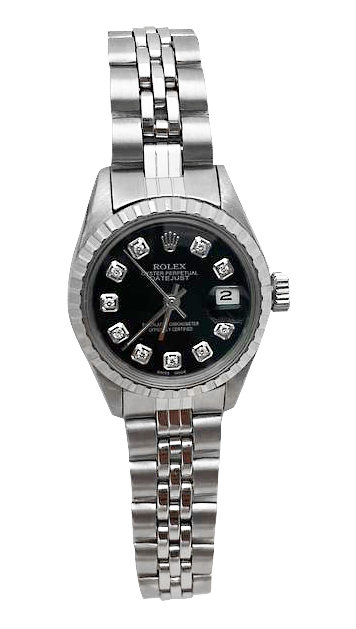 Black Diamond Dial Rolex Date Just Ss Women Datejust Watch