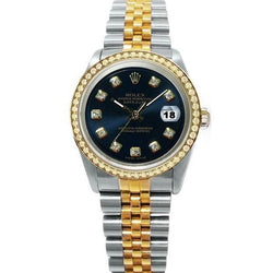 Black Diamond Dial Rolex Datejust Watch Solid Gold & Steel QUICK SET