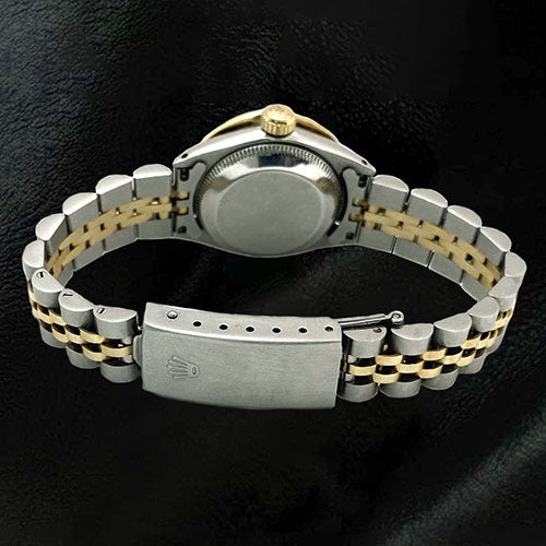 Black Diamond Dial Ss & Gold Bracelet Datejust Ladies Rolex Watch