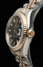 Black Stick Dial Lady Rolex Datejust 26 mm Two Tone Watch