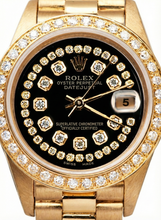 Black String Diamond Dial Rolex Presidente Watch Dj Diamond Bezel