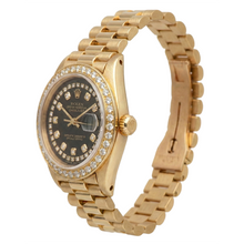 Black String Natural Earth Mined Diamond Dial Rolex Presidente Watch Dj Bezel