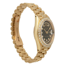 Black String Natural Earth Mined Diamond Dial Rolex Presidente Watch Dj Bezel