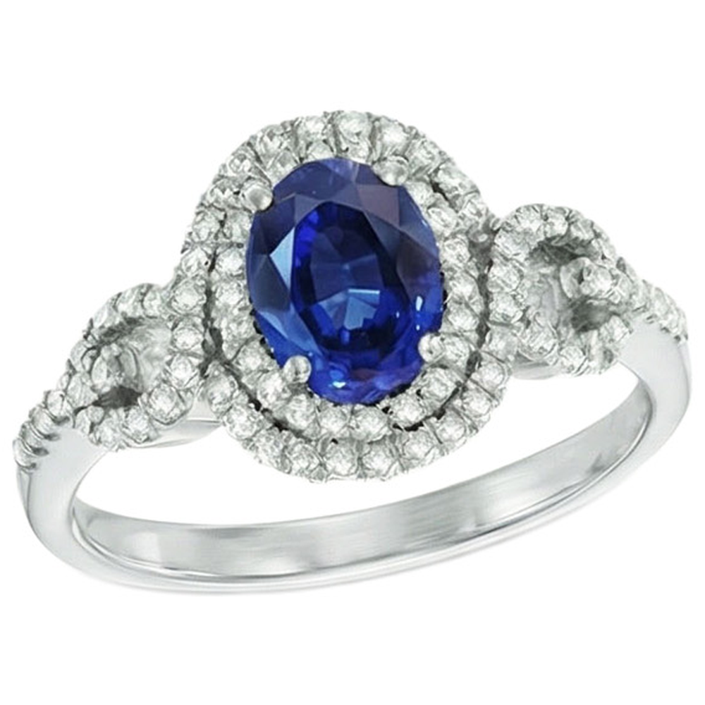 Blue AAA Ceylon Sapphire With Natural Earth Mined DIAMOND ( NOT LAB GROWN ) Ring 2.75 Carats Gold Jewellery