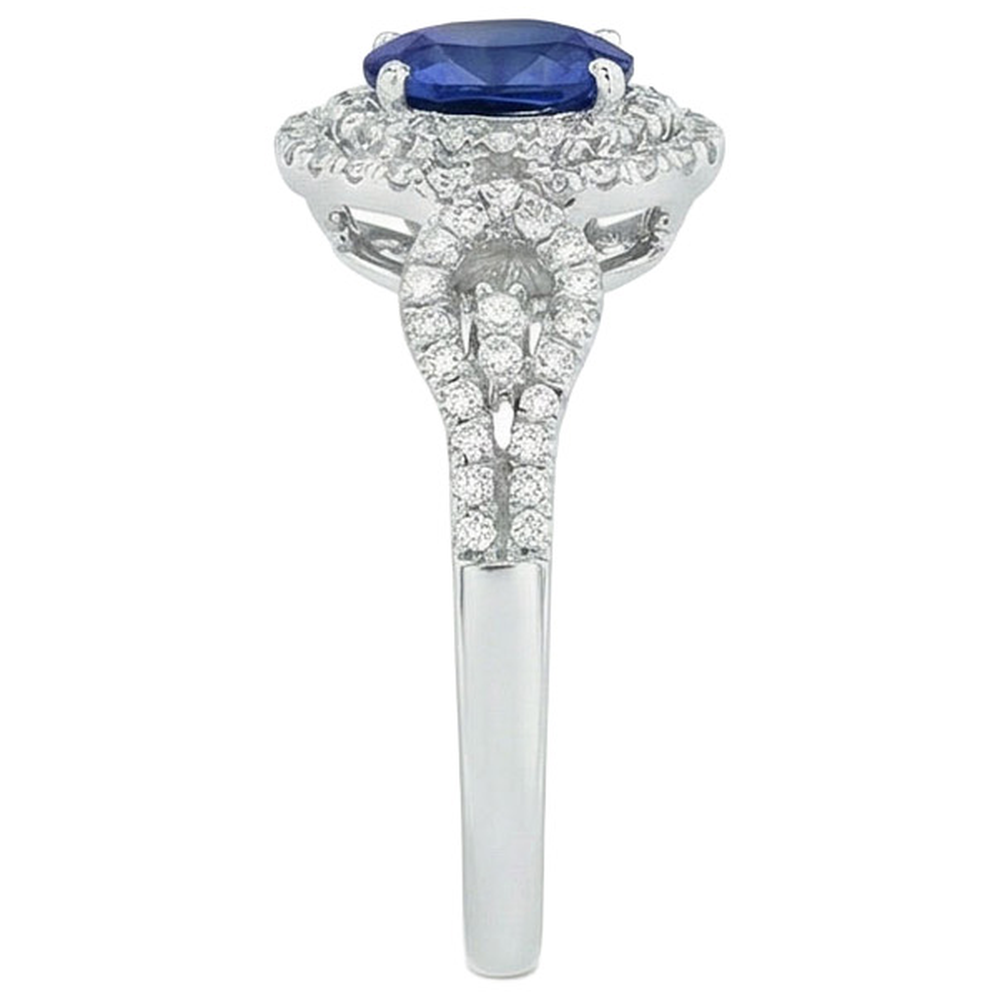 Blue AAA Ceylon Sapphire With Natural Earth Mined DIAMOND ( NOT LAB GROWN ) Ring 2.75 Carats Gold Jewellery
