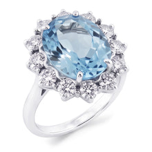 Blue Aquamarine Gem Cocktail Ring
