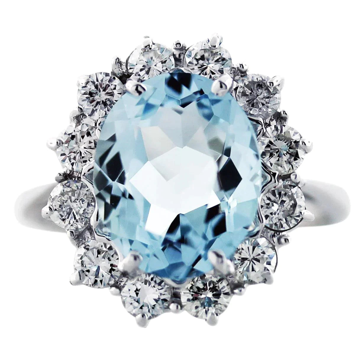 Blue Aquamarine Gem Cocktail Ring