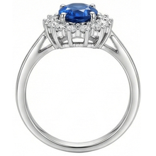 Blue Ceylon Sapphire 3 Carats Anniversary Ring White Gold 14K