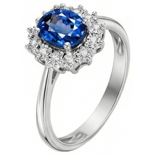 Blue Ceylon Sapphire 3 Carats Anniversary Ring White Gold 14K