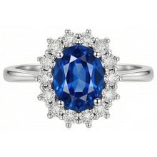Blue Ceylon Sapphire 3 Carats Anniversary Ring White Gold 14K