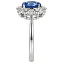 Blue Ceylon Sapphire 3 Carats Anniversary Ring White Gold 14K