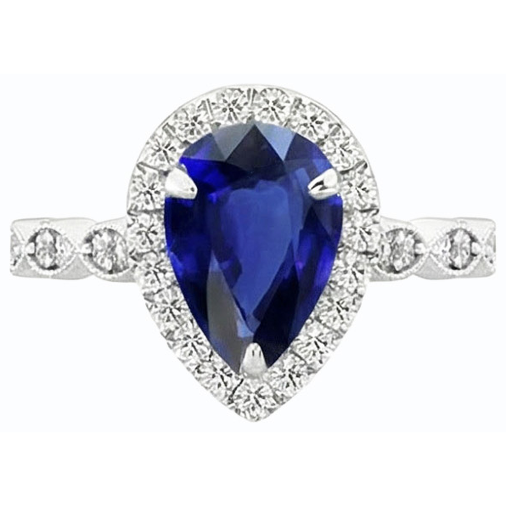 natural round sapphire 2.50ct ring profile view