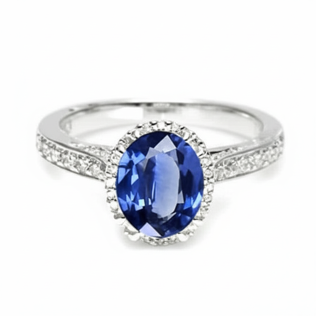 Blue Colored Gem Engagement Ring