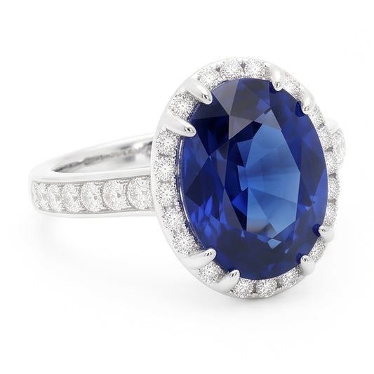 Blue Colored Gem Engagement Ring