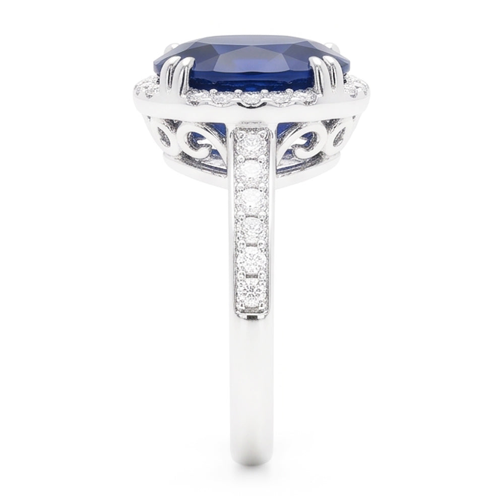 Blue Colored Gem Engagement Ring