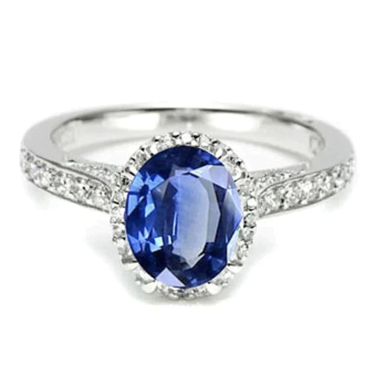 Blue Colored Gem Engagement Ring