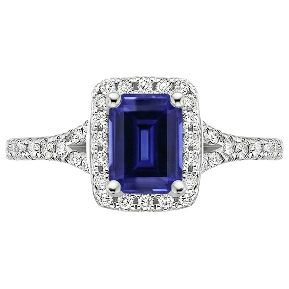 Blue Emerald Ceylon Sapphire Natural Earth Mined Diamond Engagement Ring 3 Carats