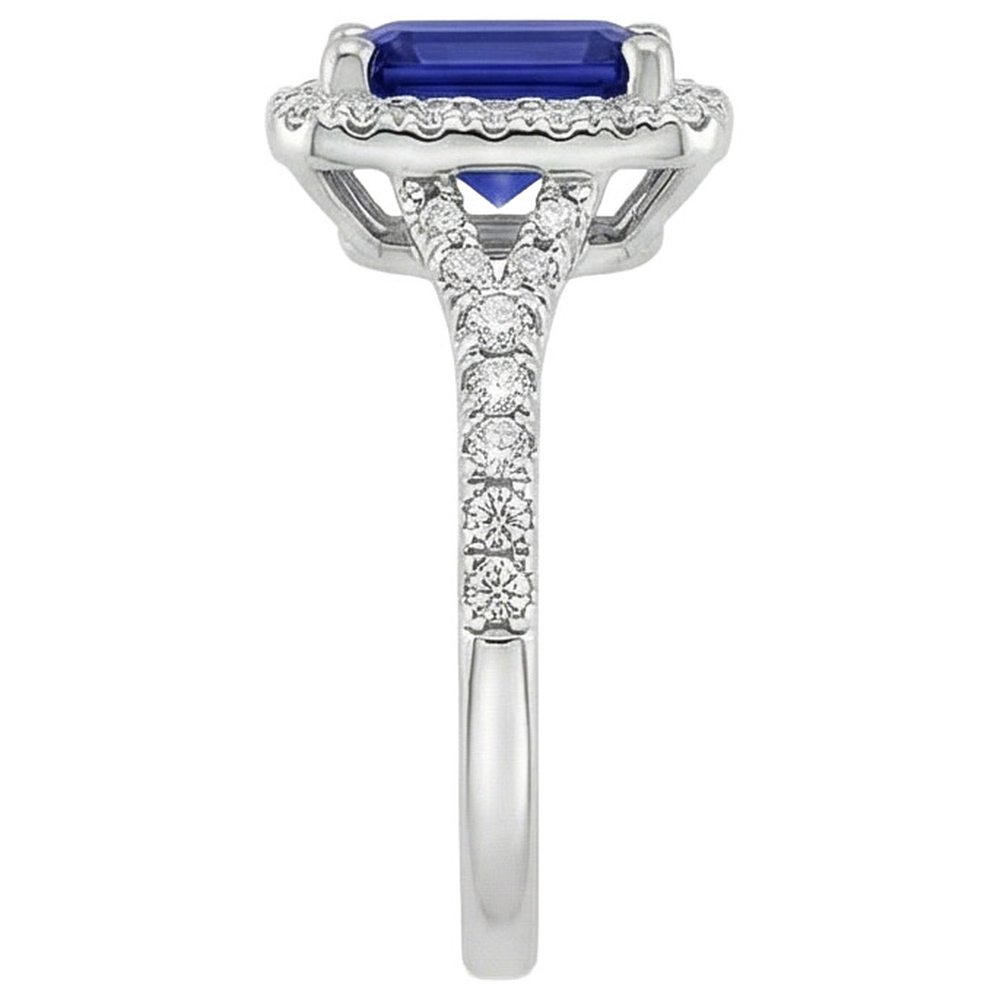 Blue Emerald Ceylon Sapphire Natural Earth Mined Diamond Engagement Ring 3 Carats