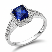 Blue Emerald Sapphire And Natural Earth Mined Diamond Ring