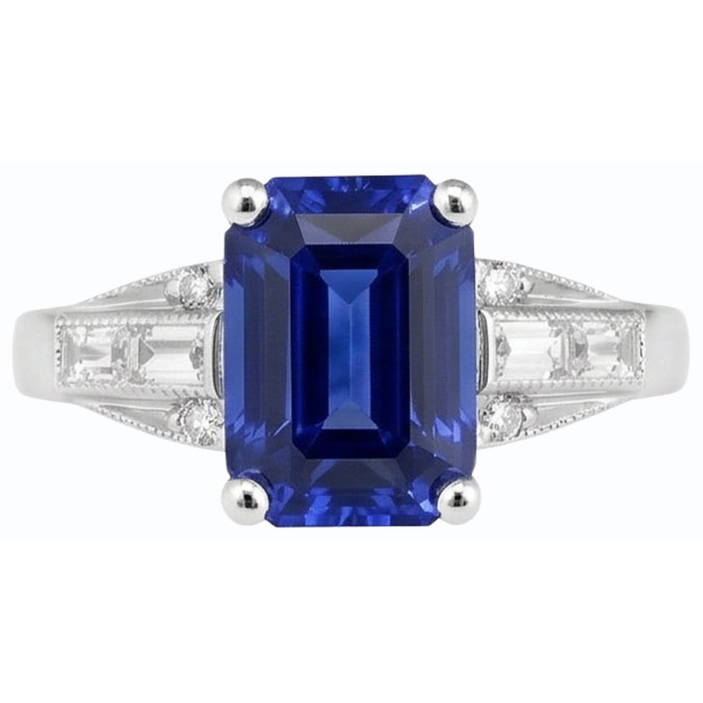 natural emerald sapphire 4ct ring front view