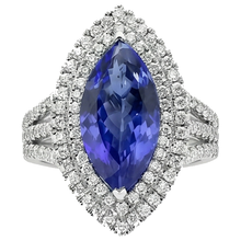 Blue Marquise Tanzanite With Accent Natural Earth Mined DIAMOND ( NOT LAB GROWN ) Ring 5.50 Carat WG 14K