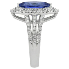 Blue Marquise Tanzanite With Accent Natural Earth Mined DIAMOND ( NOT LAB GROWN ) Ring 5.50 Carat WG 14K
