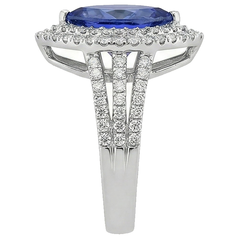 Blue Marquise Tanzanite With Accent Natural Earth Mined DIAMOND ( NOT LAB GROWN ) Ring 5.50 Carat WG 14K