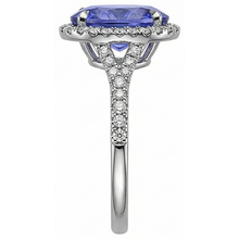 Blue Oval Cut Tanzanite And Natural Earth Mined Diamond Ring 6.50 Carats White Gold 14K