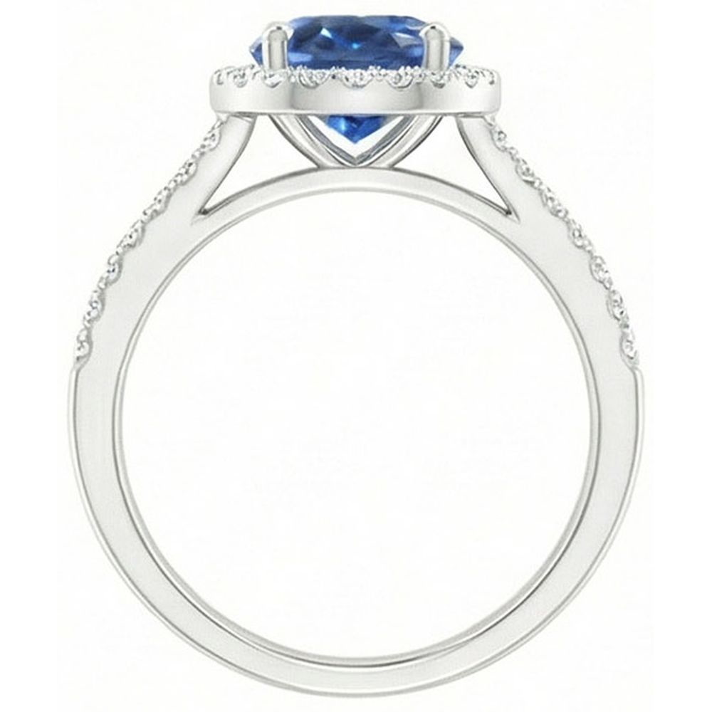 natural round sapphire 3.50ct ring profile view