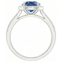 natural round sapphire 3.50ct ring profile view