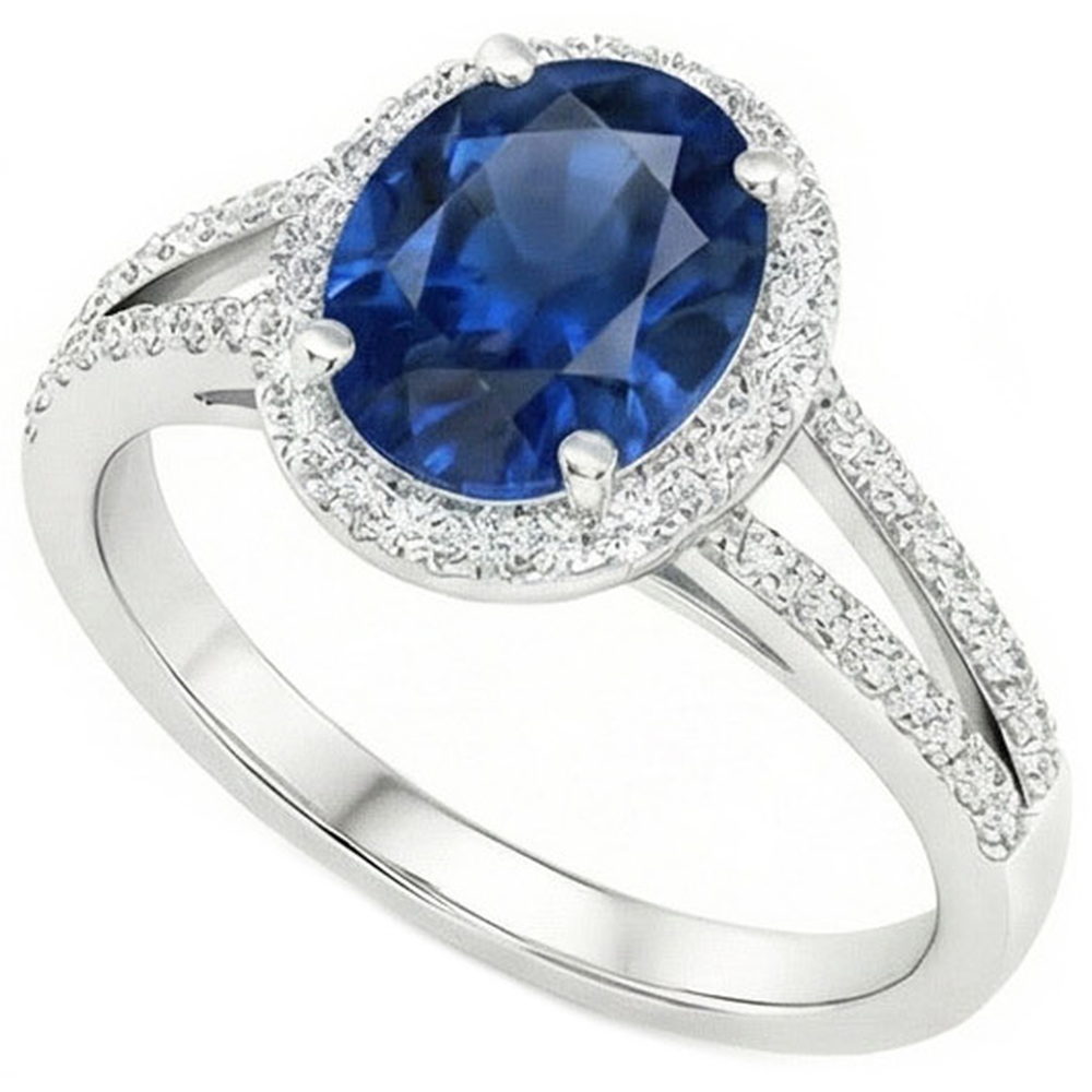 natural round sapphire 3.50ct ring close up detail