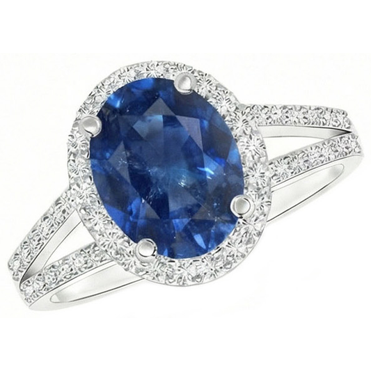 natural round sapphire 3.50ct ring side angle