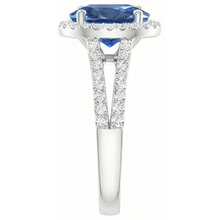 natural round sapphire 3.50ct ring top view