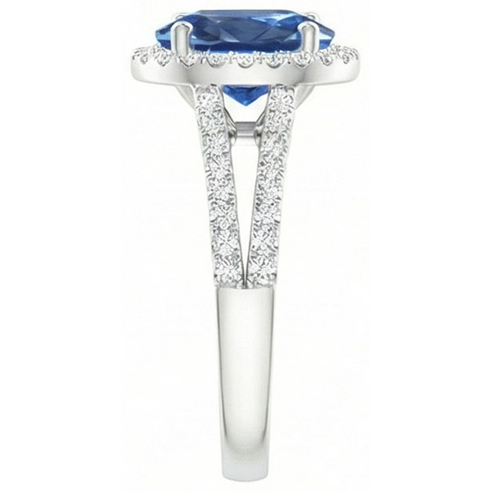 natural round sapphire 3.50ct ring top view