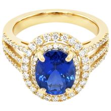 Blue Oval Tanzanite Natural Earth Mined Diamond Ring 6 Ct 14K Yellow Gold