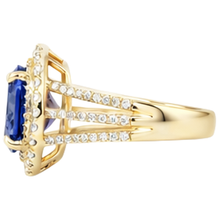 Blue Oval Tanzanite Natural Earth Mined Diamond Ring 6 Ct 14K Yellow Gold