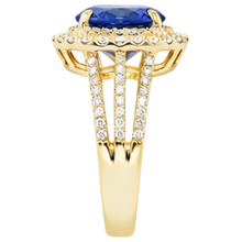 Blue Oval Tanzanite Natural Earth Mined Diamond Ring 6 Ct 14K Yellow Gold