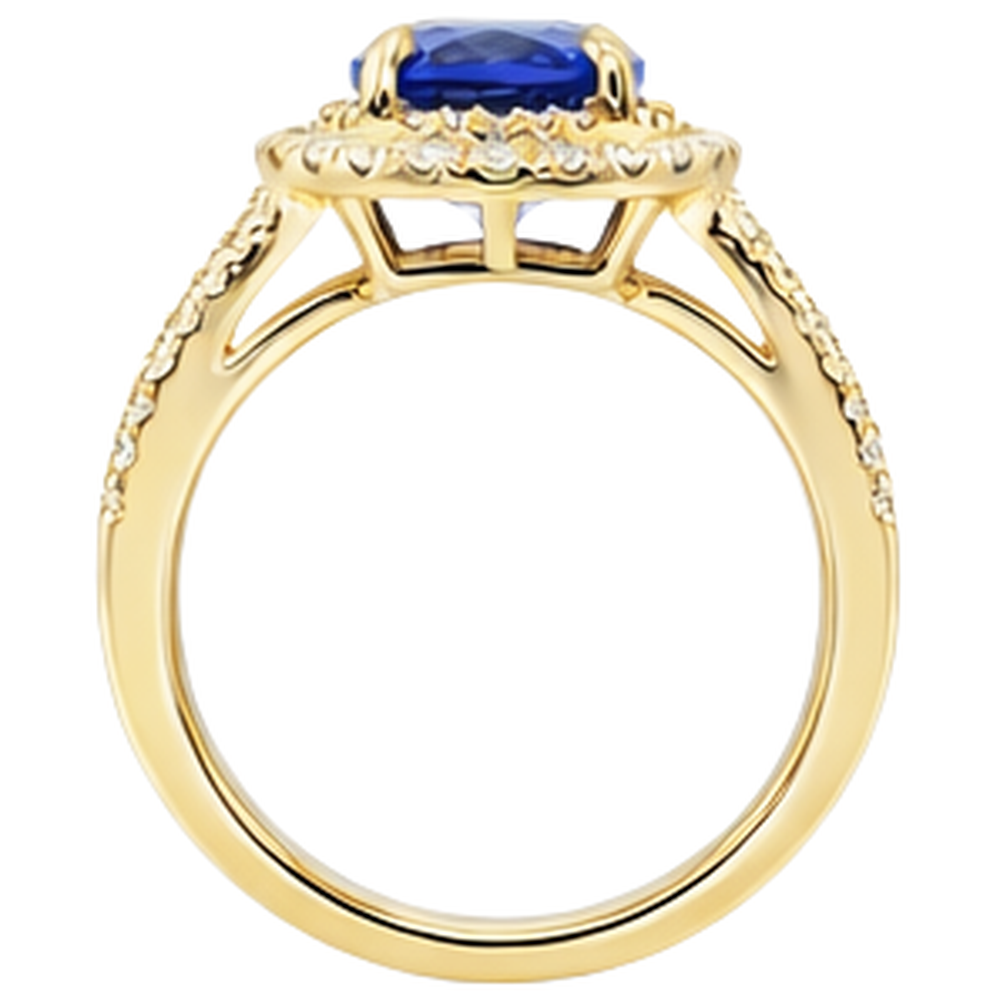 Blue Oval Tanzanite Natural Earth Mined Diamond Ring 6 Ct 14K Yellow Gold