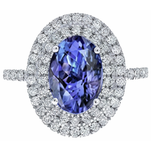 Blue Oval Tanzanite Stone Natural Earth Mined Diamond Wedding Ring 4 Ct White Gold 14K